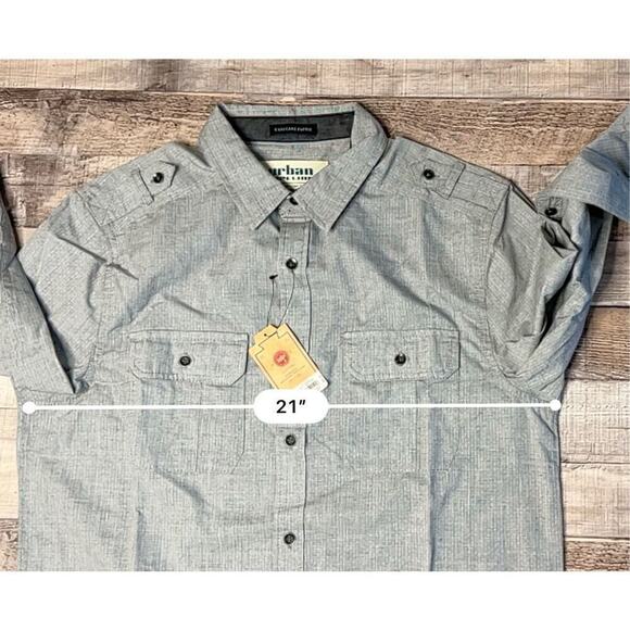 Urban Pipeline Collared Western Modern Shirt MEDIUM $50‎ NWT Gray Flap Pockets - Picture 3 of 12